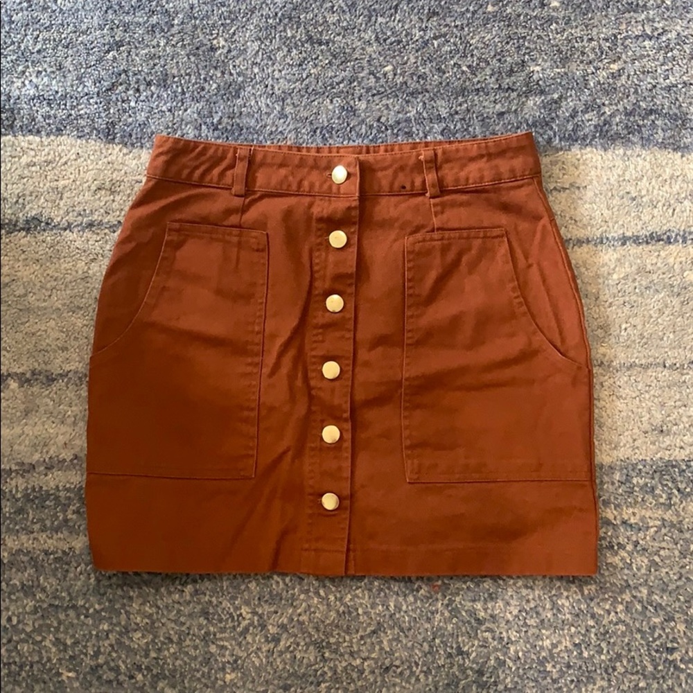 Dark Orange Button Skirt